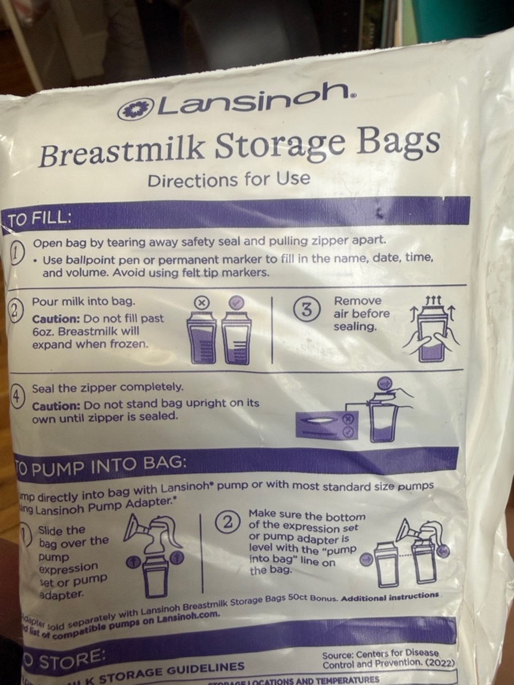 Lansinoh Breastmilk Storage Bags - White & Purple Packaging 2 pack new